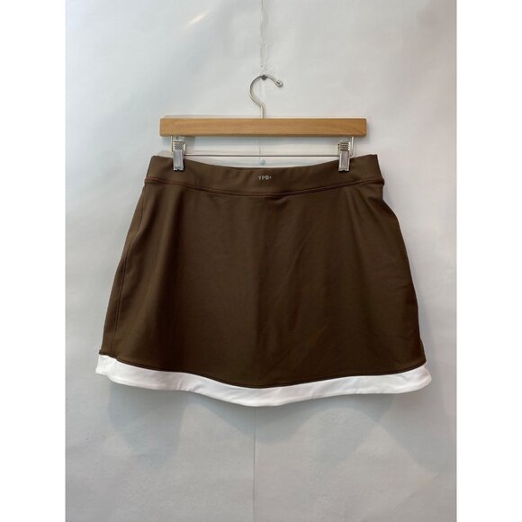 Abercrombie & Fitch YPB sculptLUX High Rise Lined Skirt Brown White Size Large - Picture 3 of 5